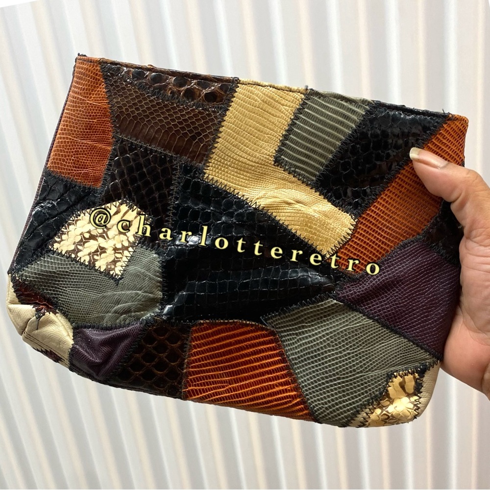 Vtg Caprice Original Patchwork Leather Clutch W C… - image 6